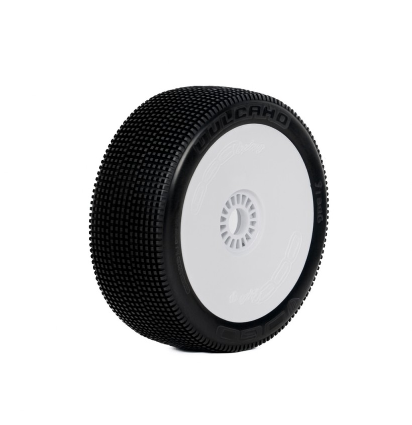 1:8 BUGGY VULCANO HARD PRE-MOUNTED WHITE (2) "H COMPOUND"